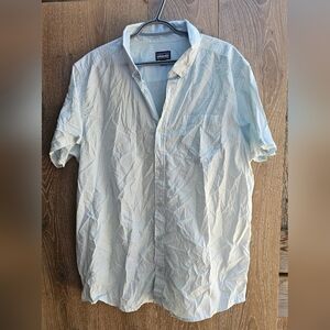 Patagonia Organic Cotton Shirt - Light Blue XXL Button Up Short Sleeve